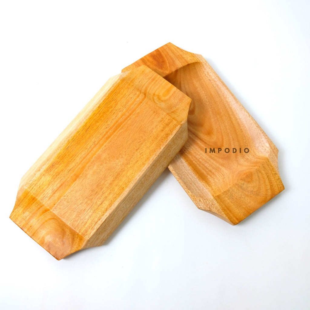 IMPODIO Nampan kayu asli mahoni 15x28 cm - wood tray minuman