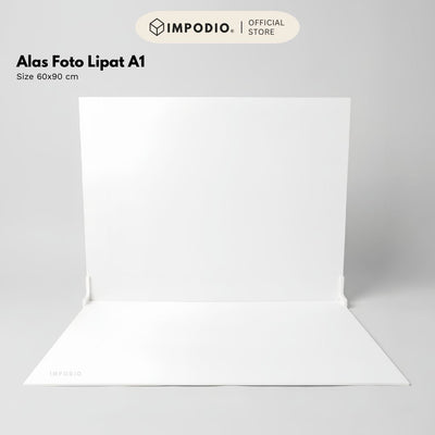 IMPODIO Alas Foto Lipat Backdrop Putih Polos A1 90x60cm - Background Studio Foto Produk Clean Aesthetic