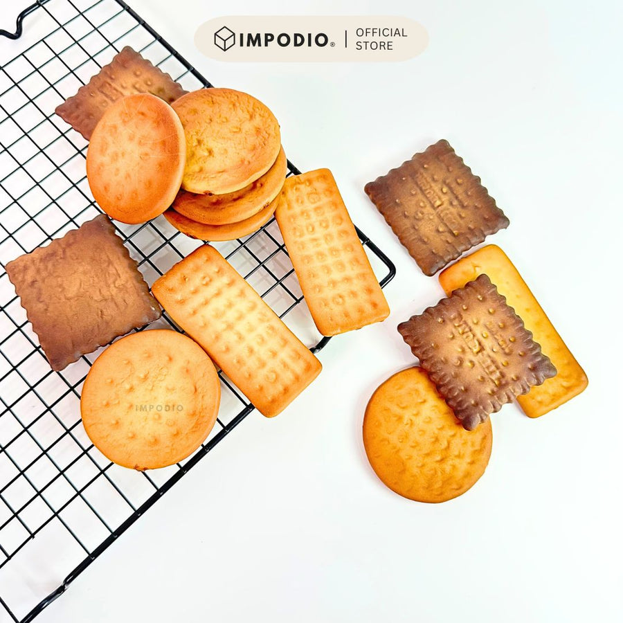 IMPODIO Cookies Artificial Biskuit Palsu | Properti foto makanan realistis awet | Food styling pemotretan produk kafe