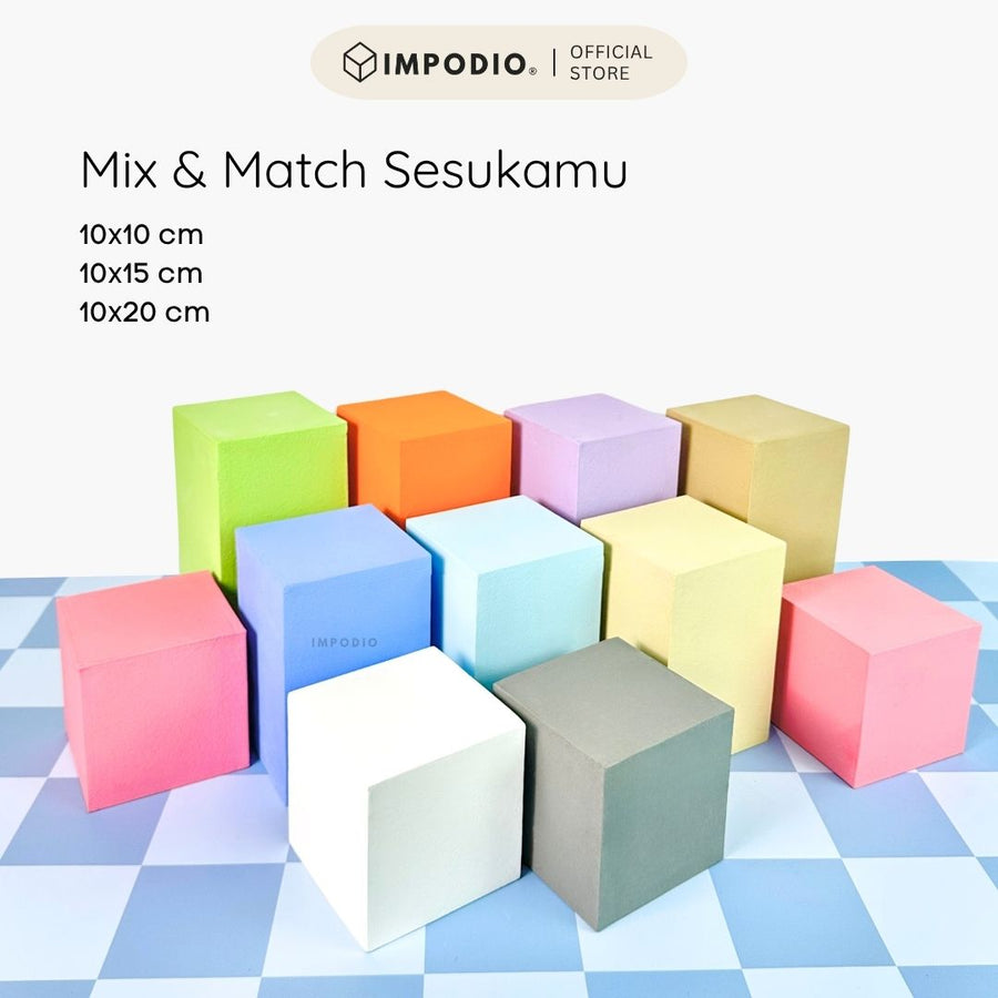 IMPODIO Podium Mini Kotak Kayu MDF - Props Foto Produk Estetik Berbagai Ukuran & Warna - Alas Display Fotografi Makanan Kosmetik UMKM