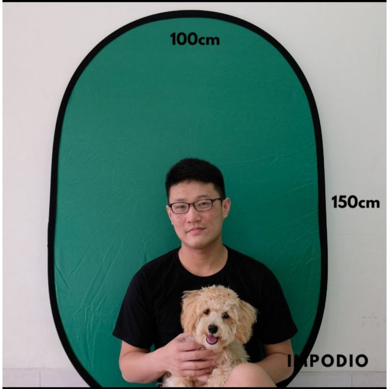 IMPODIO Instan Green screen kain hijau dan biru bolak balik 150x100cm