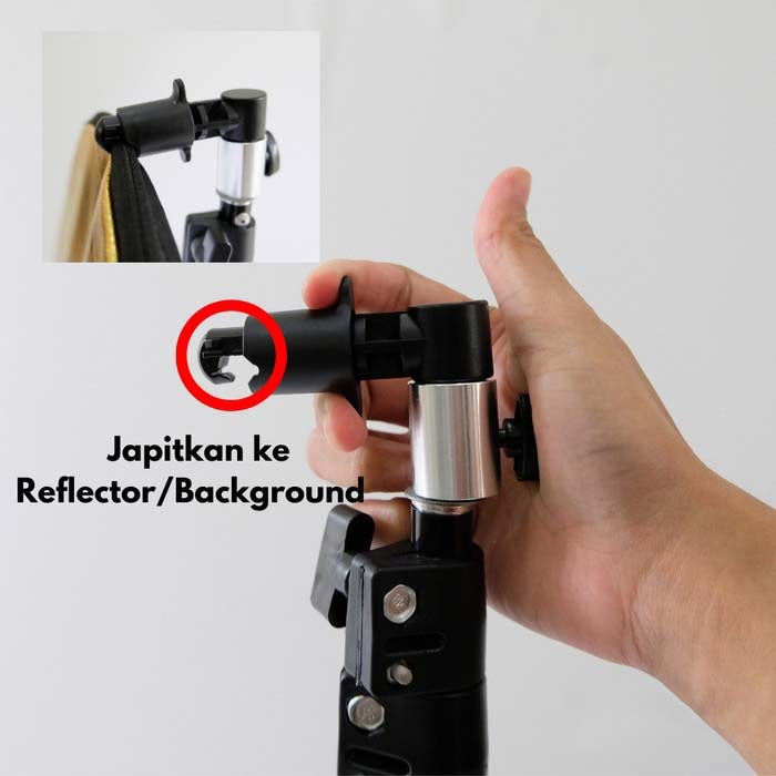 IMPODIO Pegangan Reflector Clamp sambungan light Stand ke Background