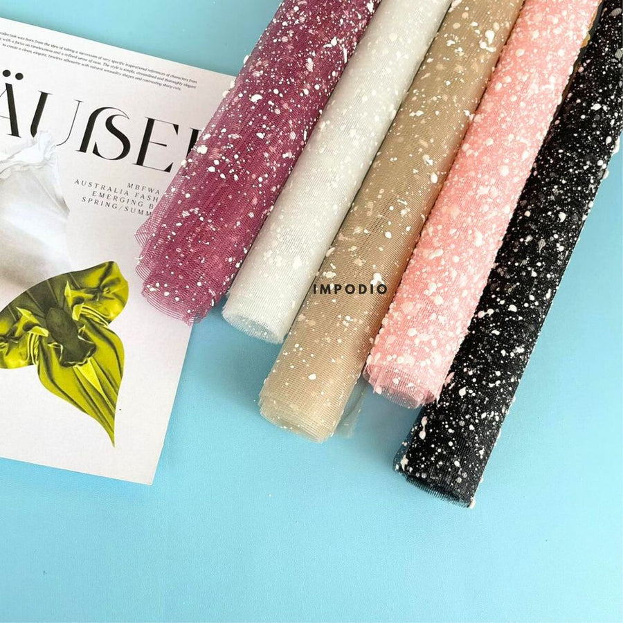 IMPODIO Kain Tille Snow Sprinkle Background Foto Produk