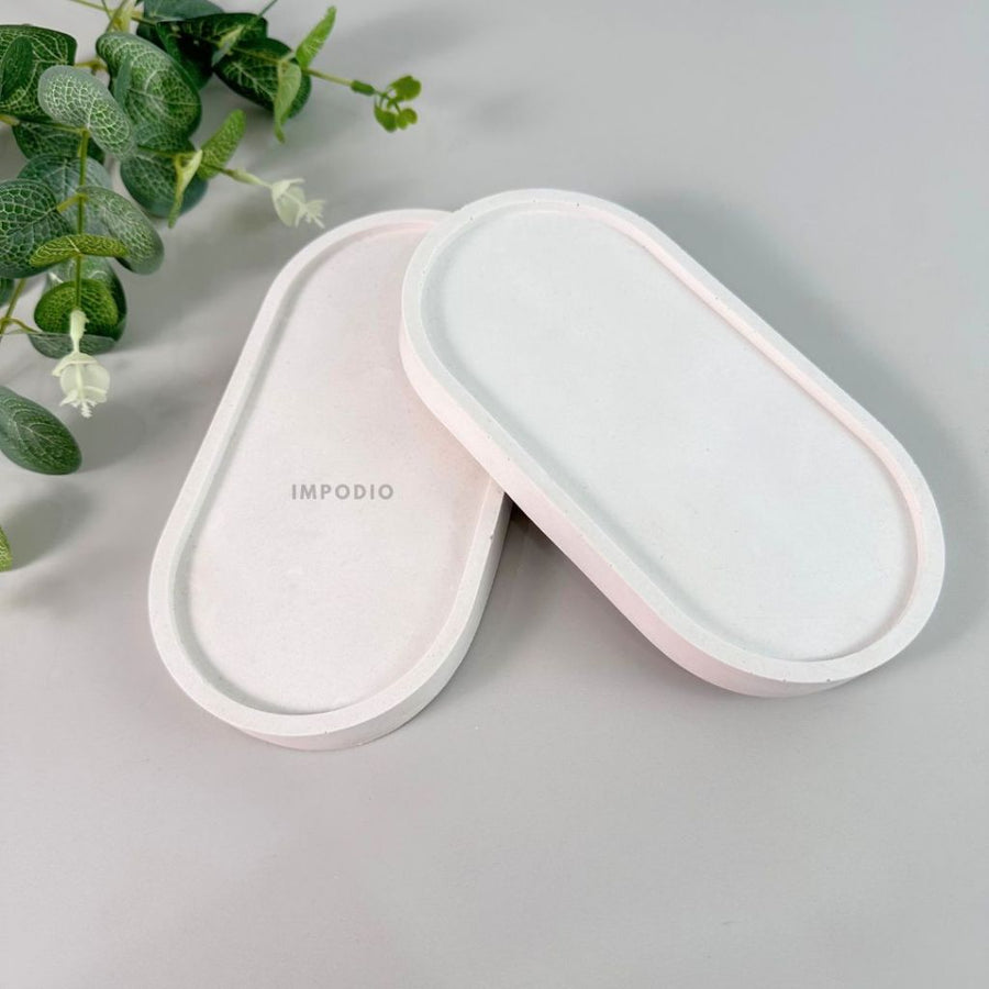 IMPODIO Concrete Tray Tatakan Bentuk Oval – Aesthetic Cement Coaster
