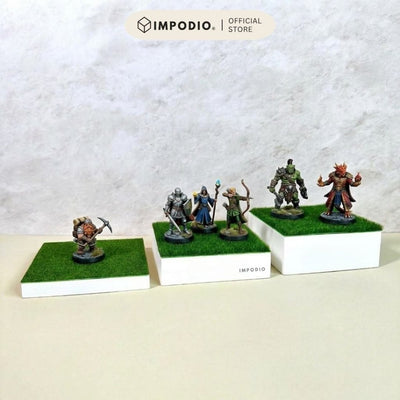 IMPODIO Podium Kotak Alas Rumput Sintetis Ukuran 15x15cm - Props Foto Produk Display Risers Miniatur Action Figure Aesthetic Studio Foto
