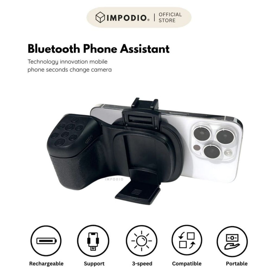 IMPODIO Bluetooth Phone Assistant – Gimbal Hand Grip Stabilizer &
