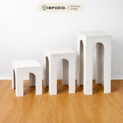 IMPODIO Podium Kotak Arch 30x30cm - Tinggi 40cm 60cm 80cm - Properti Foto Produk Display Estetik
