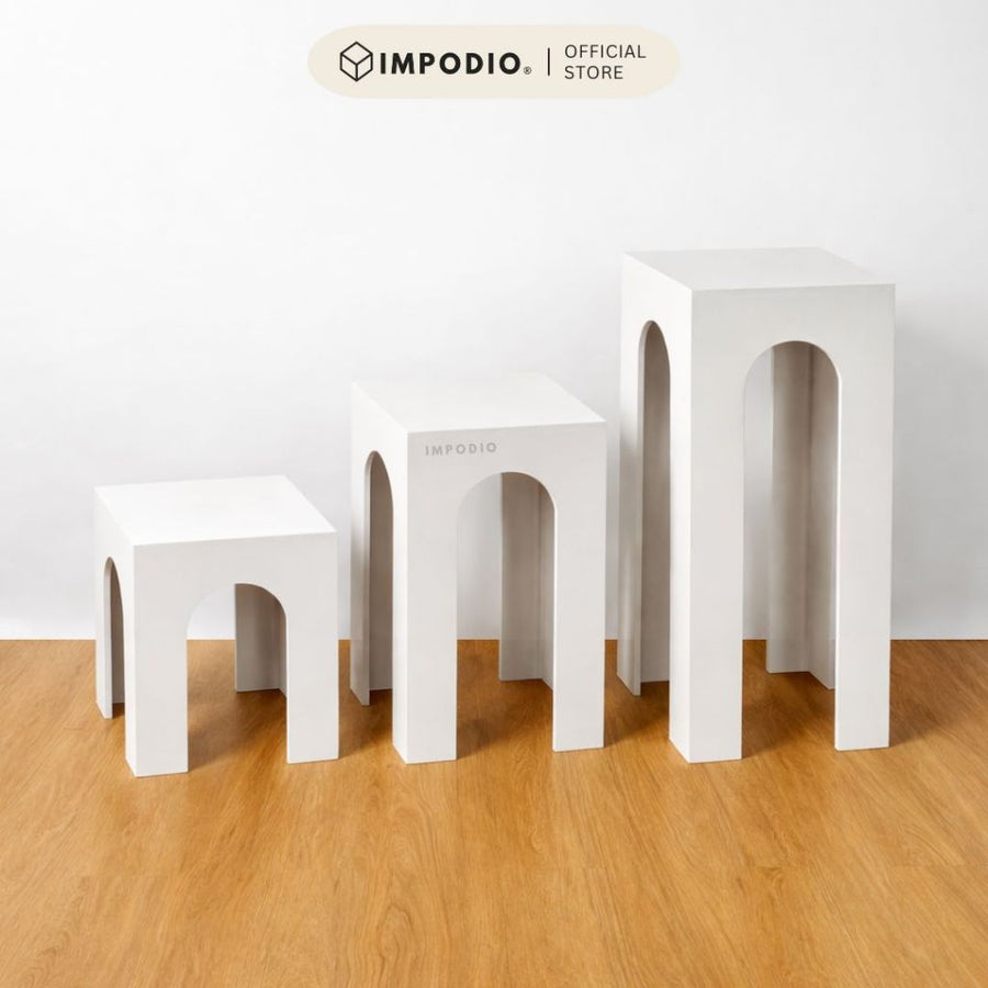 IMPODIO Podium Kotak Arch 30x30cm - Tinggi 40cm 60cm 80cm - Properti Foto Produk Display Estetik