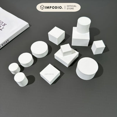 IMPODIO Set Geometry Mini 6 pcs – Prop Foto Produk Bulat & Kotak – Podium Display Mini untuk Konten & UMKM