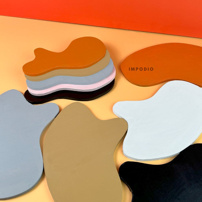 IMPODIO Tatakan bentuk abstrak - Photo Props aesthetic kayu 5 warna