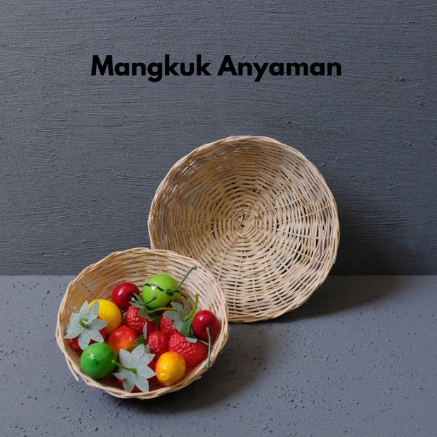 IMPODIO Mangkuk Anyaman bambu asli 2 ukuran