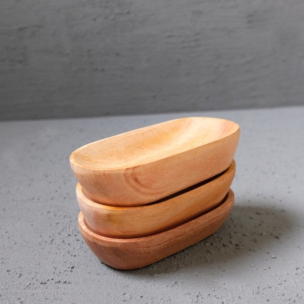 IMPODIO Mini Oval Plate  / Piring Kayu lonjong kecil ukuran 10 x 6cm