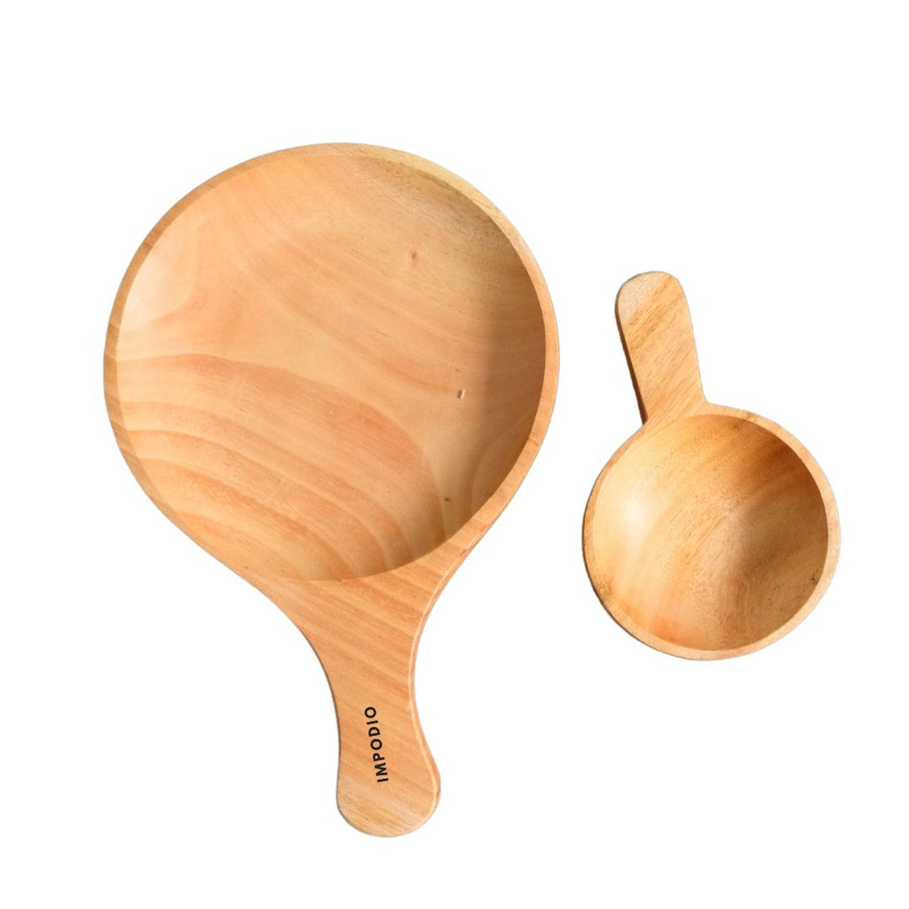 IMPODIO Piring kayu bentuk Teflon / piring aesthetic berkualitas