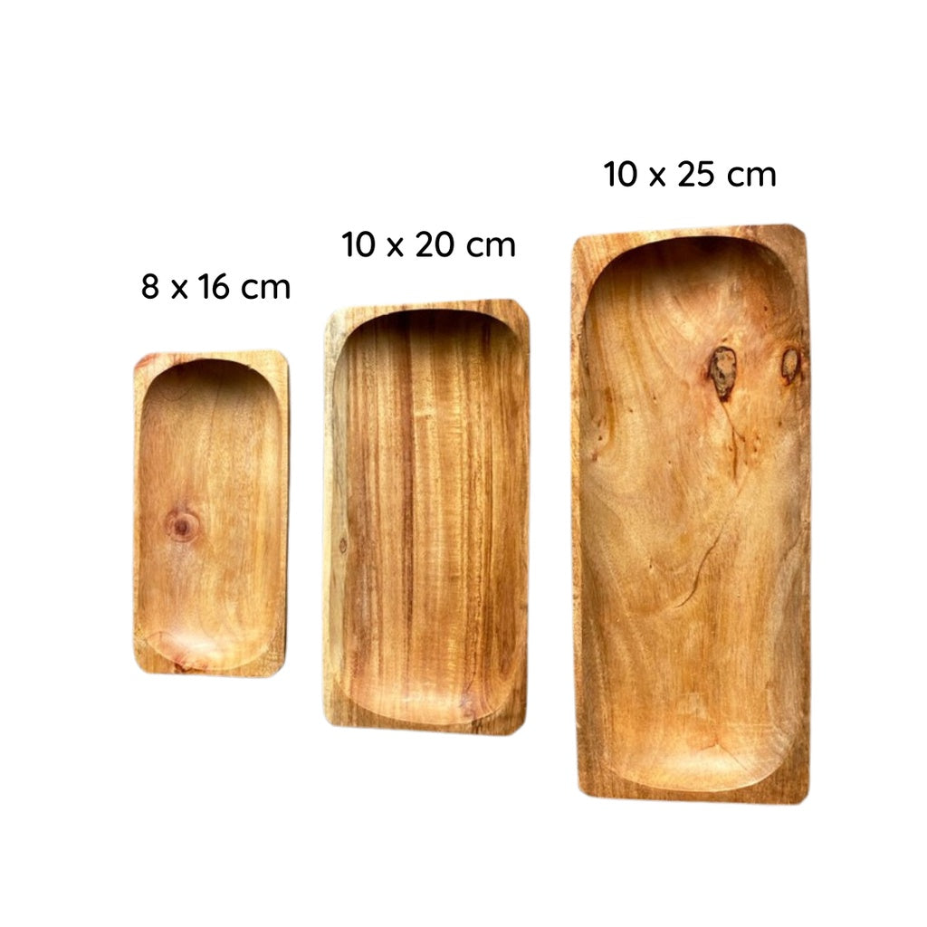 IMPODIO  Set Piring kayu kotak oval 3 ukuran  [PAKET 3 PCs]