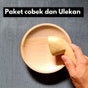 IMPODIO Piring cobek kayu 15cm dan ulekan sambel