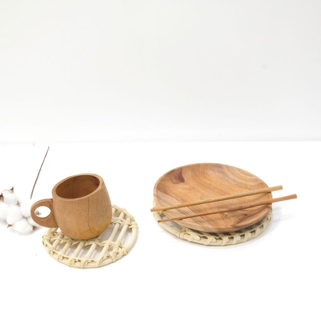 IMPODIO Coaster anyaman bambu / properti photo tatakan fotografi