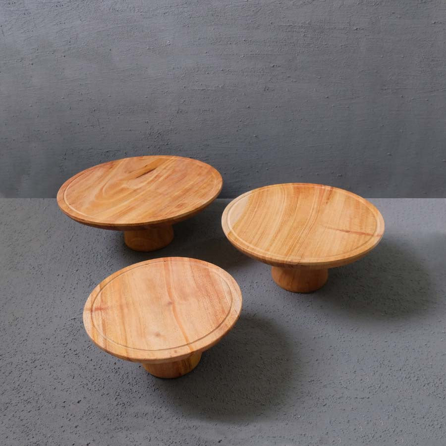 IMPODIO Wood stand premium Diameter 20cm - 30cm / Round table Kue /cake showcase