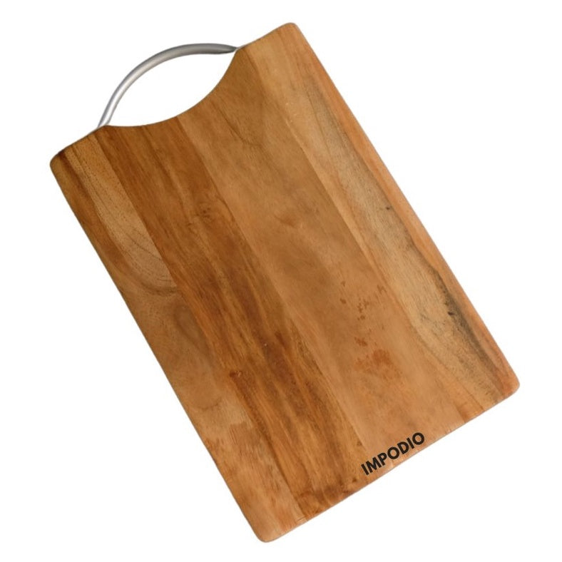 IMPODIO Talenan Kayu Jati asli Gagang alumunium ukuran 30cm x 20cm