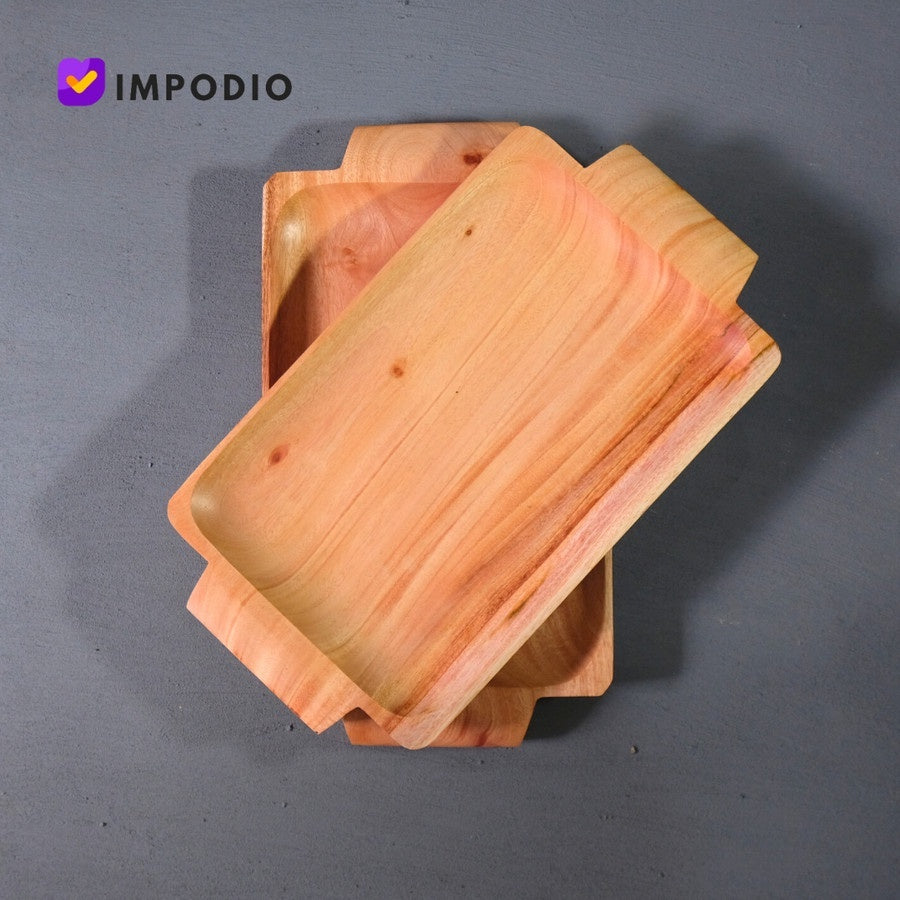 IMPODIO Nampan Kayu – Baki Kayu design mewah ukuran 38x20cm - dalam penggunaan