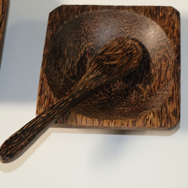 IMPODIO Piring kotak mini FREE sendok mini kayu arem