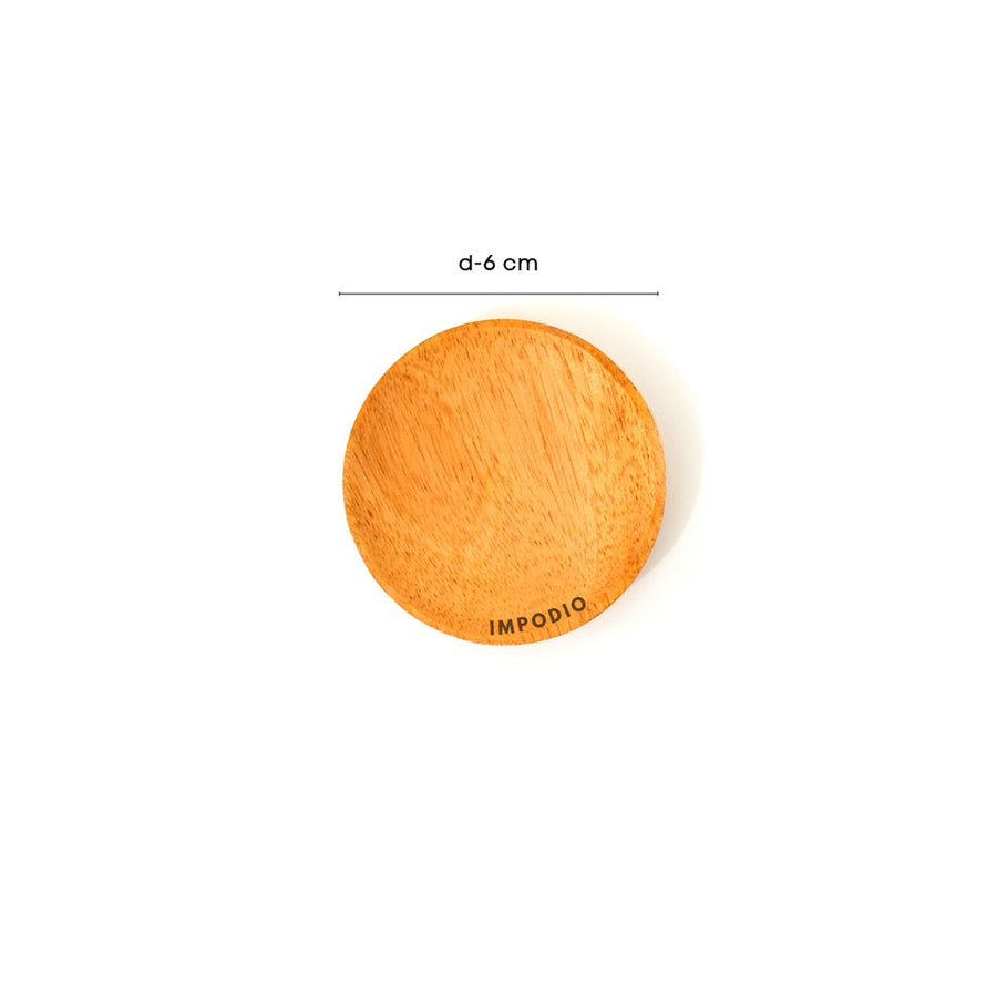 IMPODIO Piring kayu mini 6cm – cobek mangkok saos sambal mini