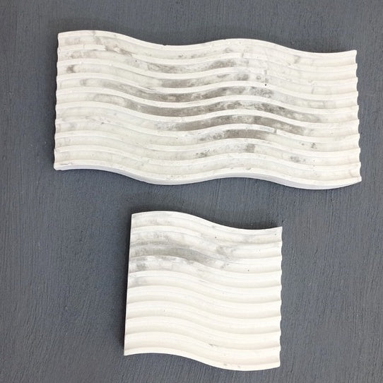 IMPODIO Coaster putih Onyx gelombang concrete series props foto / dekorasi