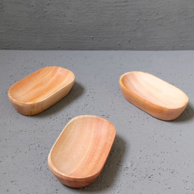 IMPODIO Mini Oval Plate  / Piring Kayu lonjong kecil ukuran 10 x 6cm