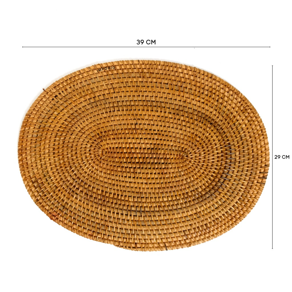 IMPODIO Placemat rotan oval 30x40cm - tatakan piring table runner