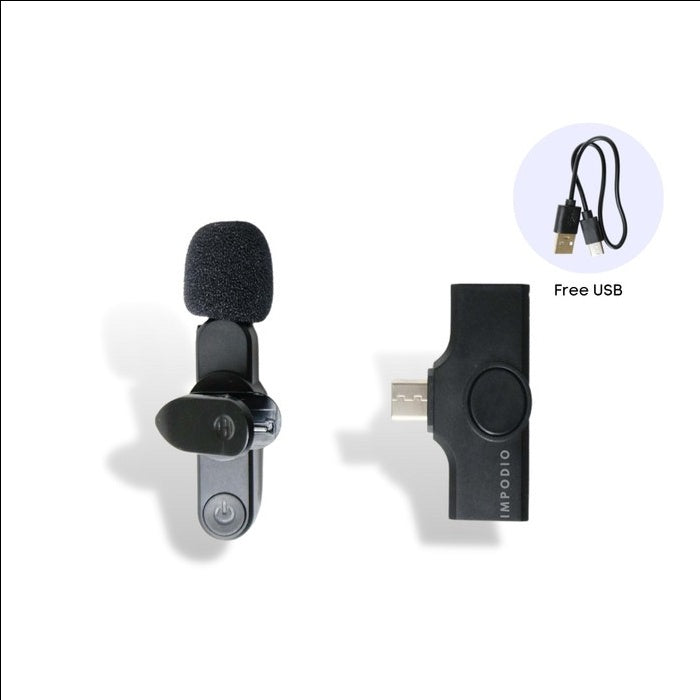 Lavaliers Microphone Wireless clip on smartphone utk iPhone dan Type C
