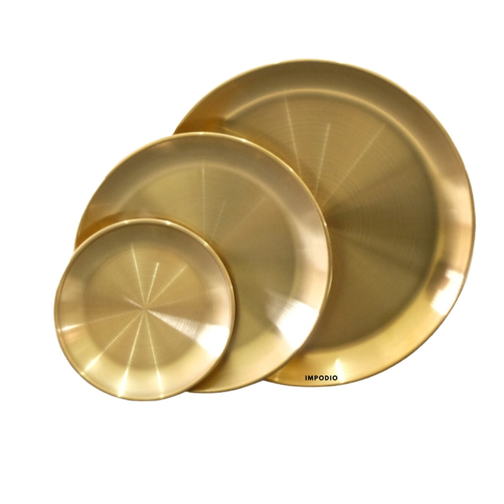 IMPODIO piring makan dekorasi Gold - Stainless Steel European 3 variasi ukuran