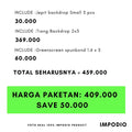 IMPODIO Paket Greenscreen Spunbond Hijau | Kain Spunbond 1.6x3M tiang aluminium 2x3M | Backdrop Stand Green Screen Chroma Key Background