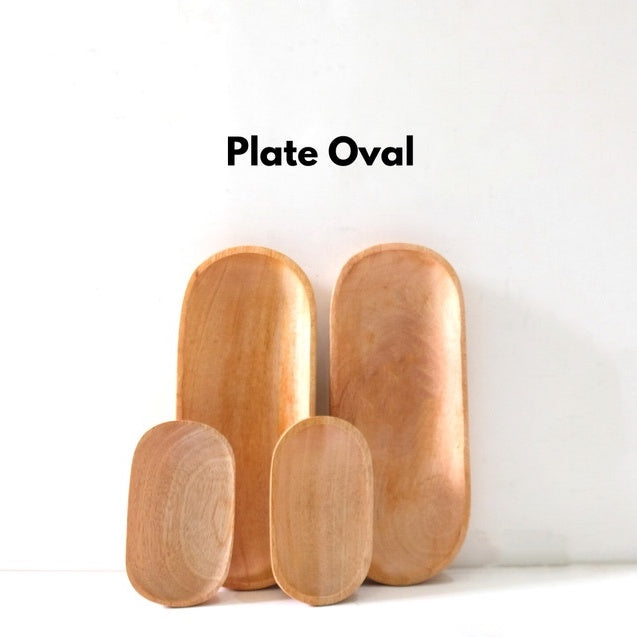 IMPODIO Plate Oval Piring Kayu kecil / Produk foto konten props