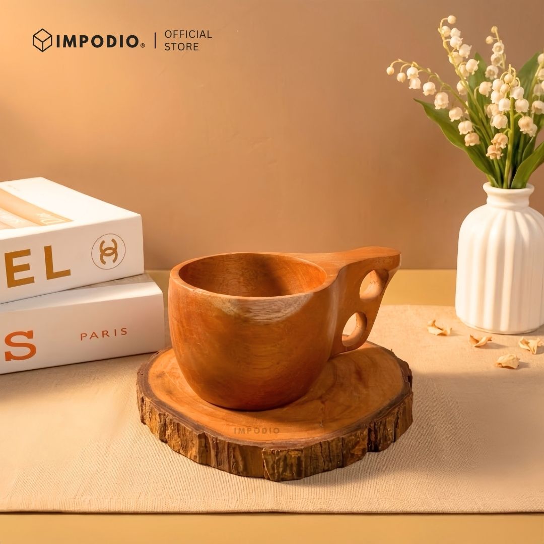 IMPODIO Wood Slice Kayu Natural 15-17cm  -  Props foto flaylayout tatakan rustic  aesthetic