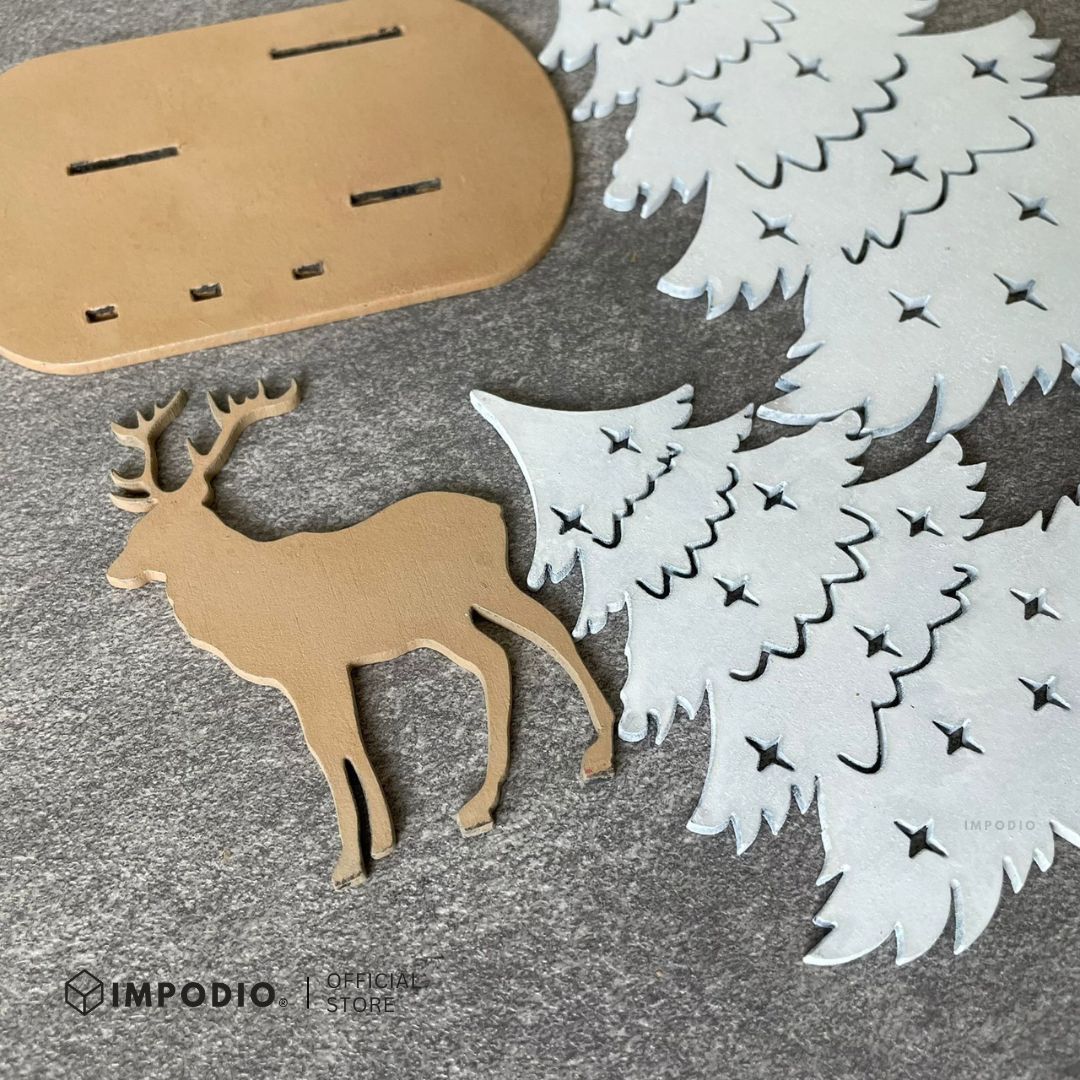 IMPODIO Ornamen rusa dan pohon natal - Props foto produk