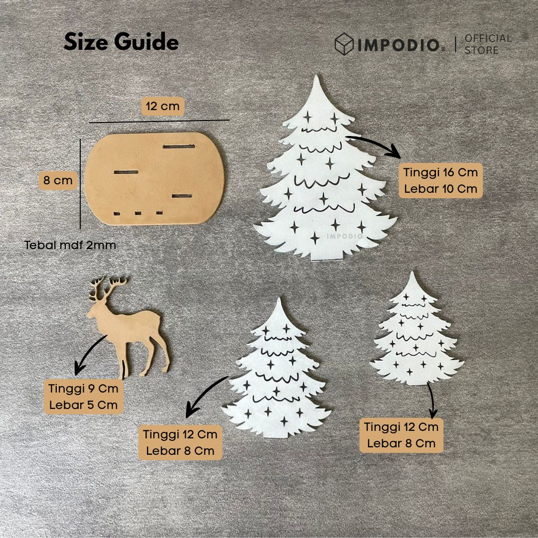 IMPODIO Ornamen rusa dan pohon natal - Props foto produk