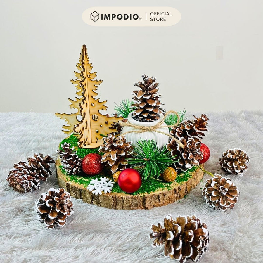 IMPODIO Bunga Pinus Christmas Edition / PInus putih / Pinus kering putih Props