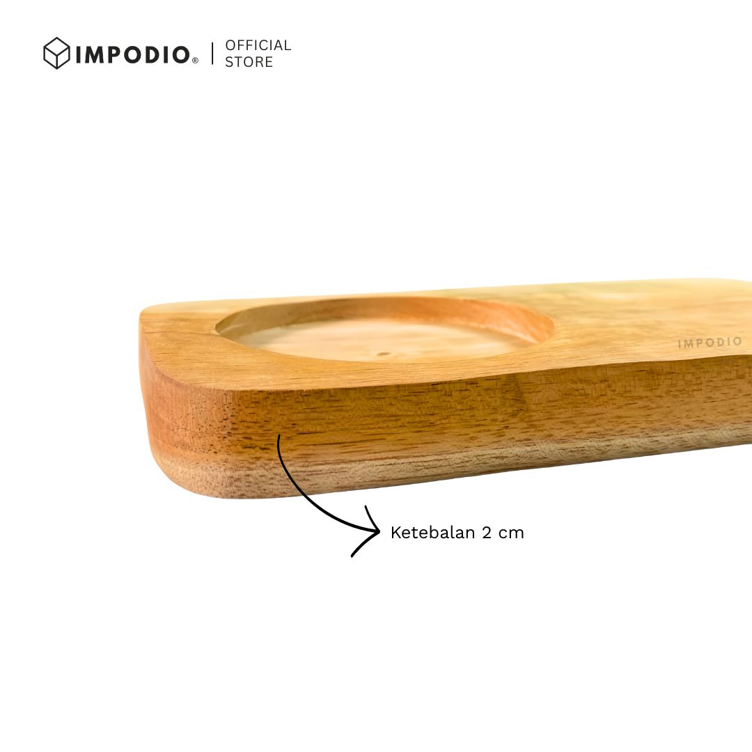 IMPODIO Tatakan Gelas Kayu persegi panjang dengan 1 lobang -  Properti Props Foto Produk