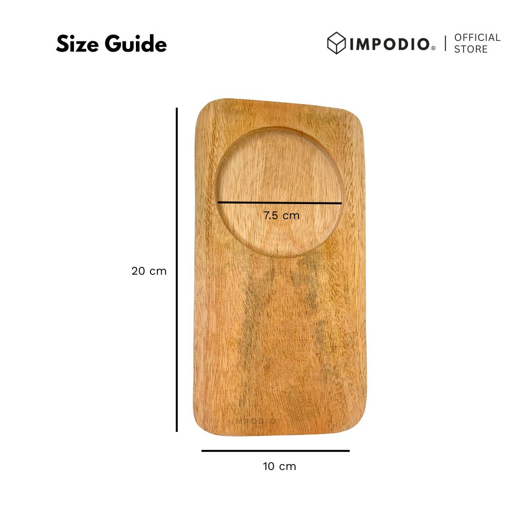 IMPODIO Tatakan Gelas Kayu persegi panjang dengan 1 lobang -  Properti Props Foto Produk