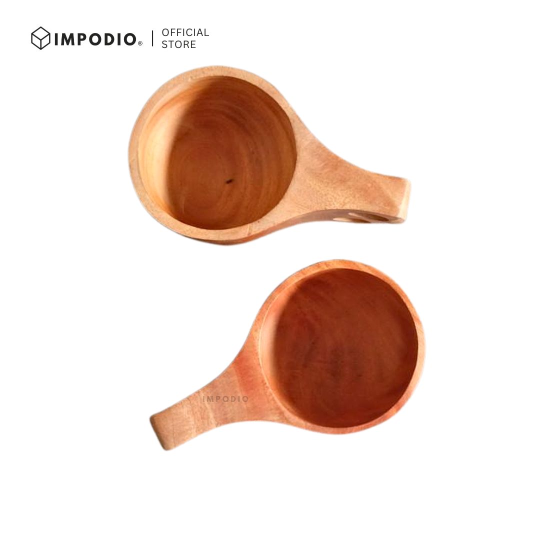 IMPODIO Gelas Kayu Mahoni  Asli Aesthetic Gagang Berlubang | Properti Foto Kafe Studio Dekorasi Rumah