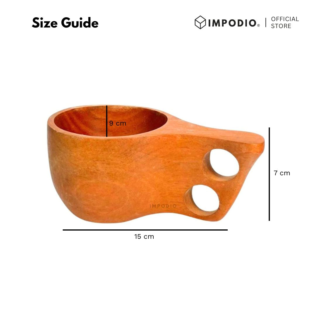 IMPODIO Gelas Kayu Mahoni  Asli Aesthetic Gagang Berlubang | Properti Foto Kafe Studio Dekorasi Rumah