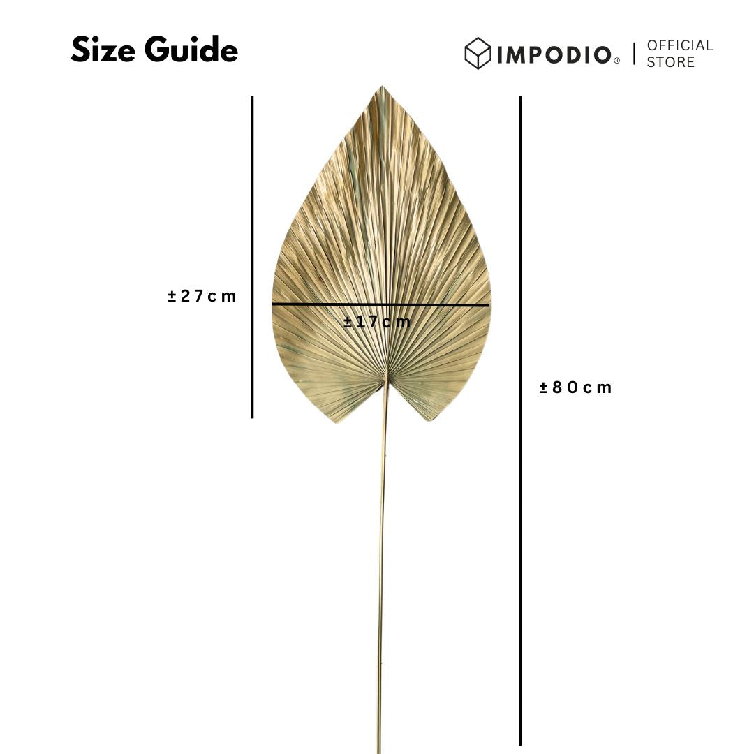 IMPODIO Gold Palm Leaf - Props Daun Kering Gold Properti Foto Aesthetic Rustic