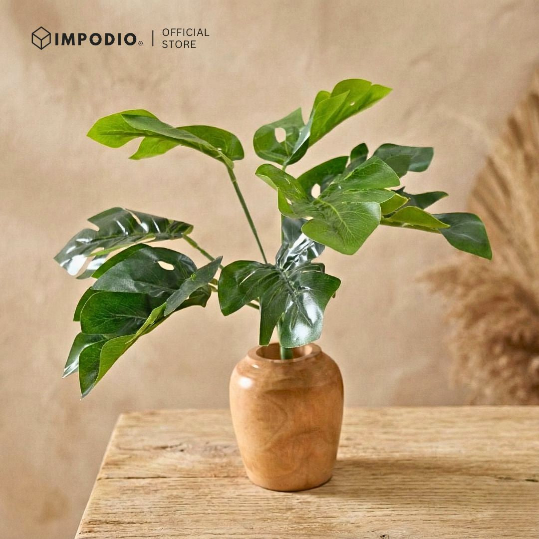 IMPODIO Mini Pohon monstera - Montsera artficial 7 tangkai untuk Properti foto/ aksesoris dekor