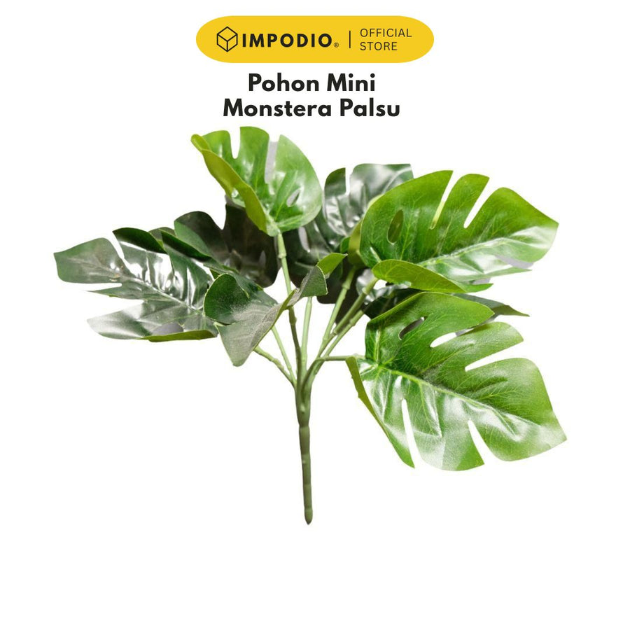IMPODIO Mini Pohon monstera - Montsera artficial 7 tangkai untuk Properti foto/ aksesoris dekor