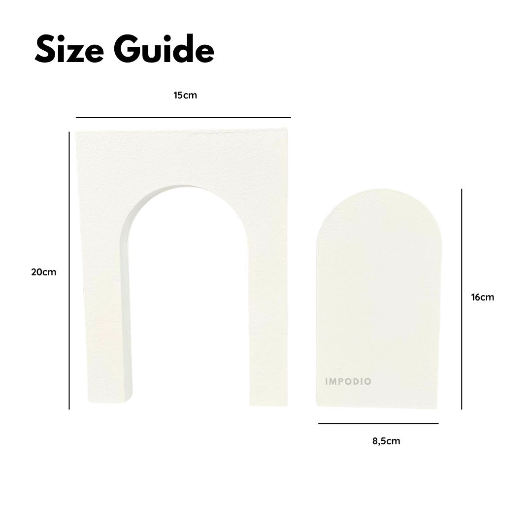Size guide for a product with dimensions labeled on a white background