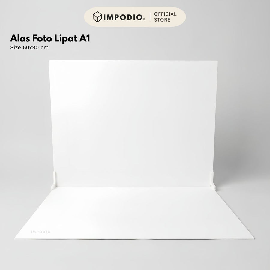 IMPODIO Alas Foto Lipat Backdrop Putih Polos A1 90x60cm - Background Studio Foto Produk Clean Aesthetic