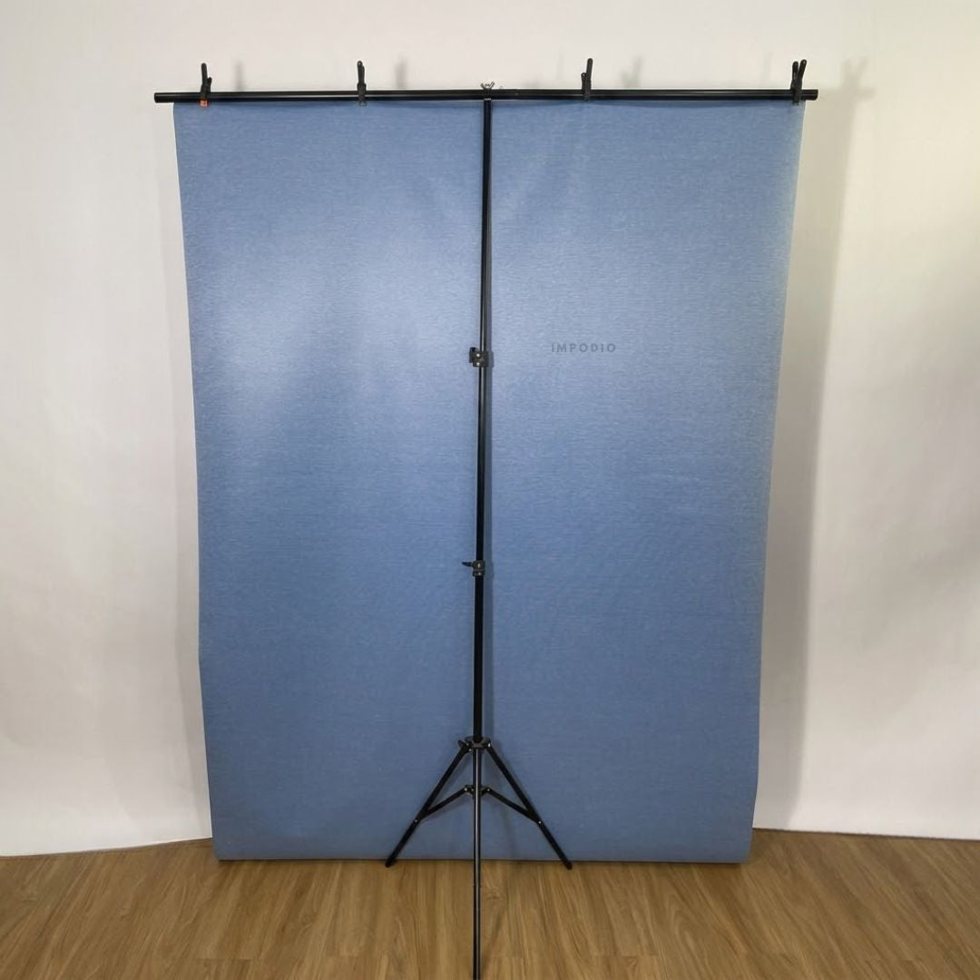IMPODIO Paket T-Stand Backdrop Studio Foto Lengkap 200x100 cm - Background Waterproof Doff Warna Polos atau Motif 200x140 cm