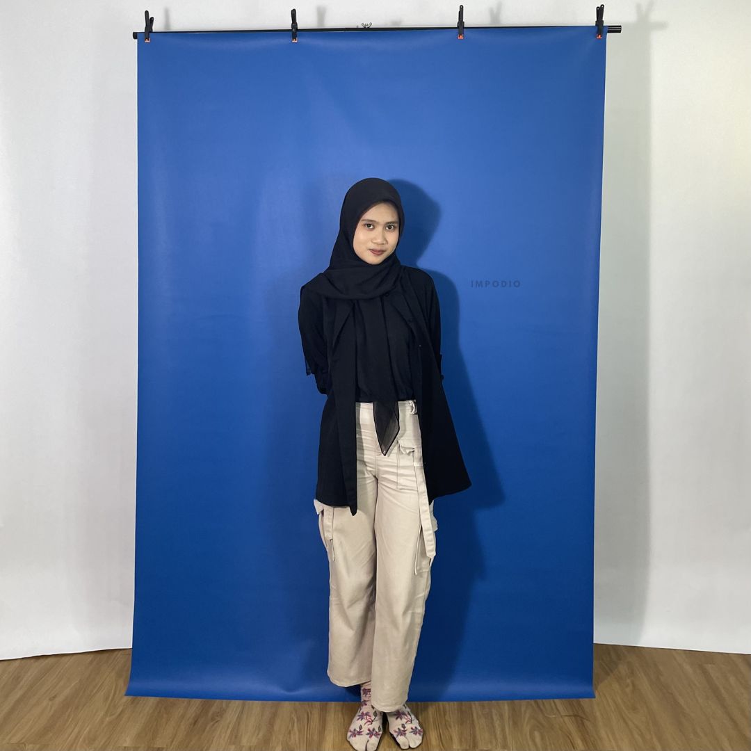 IMPODIO Paket T-Stand Backdrop Studio Foto Lengkap 200x100 cm - Background Waterproof Doff Warna Polos atau Motif 200x140 cm