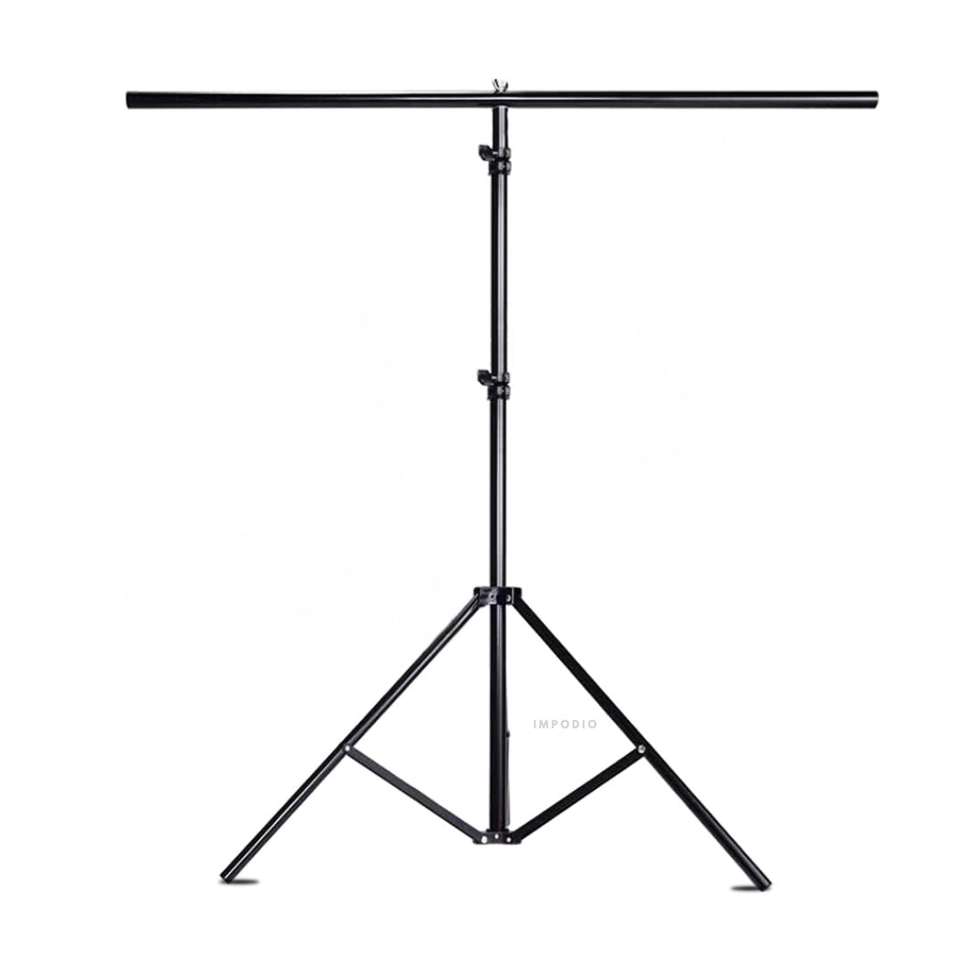 IMPODIO Paket T-Stand Backdrop Studio Foto Lengkap 200x100 cm - Background Waterproof Doff Warna Polos atau Motif 200x140 cm