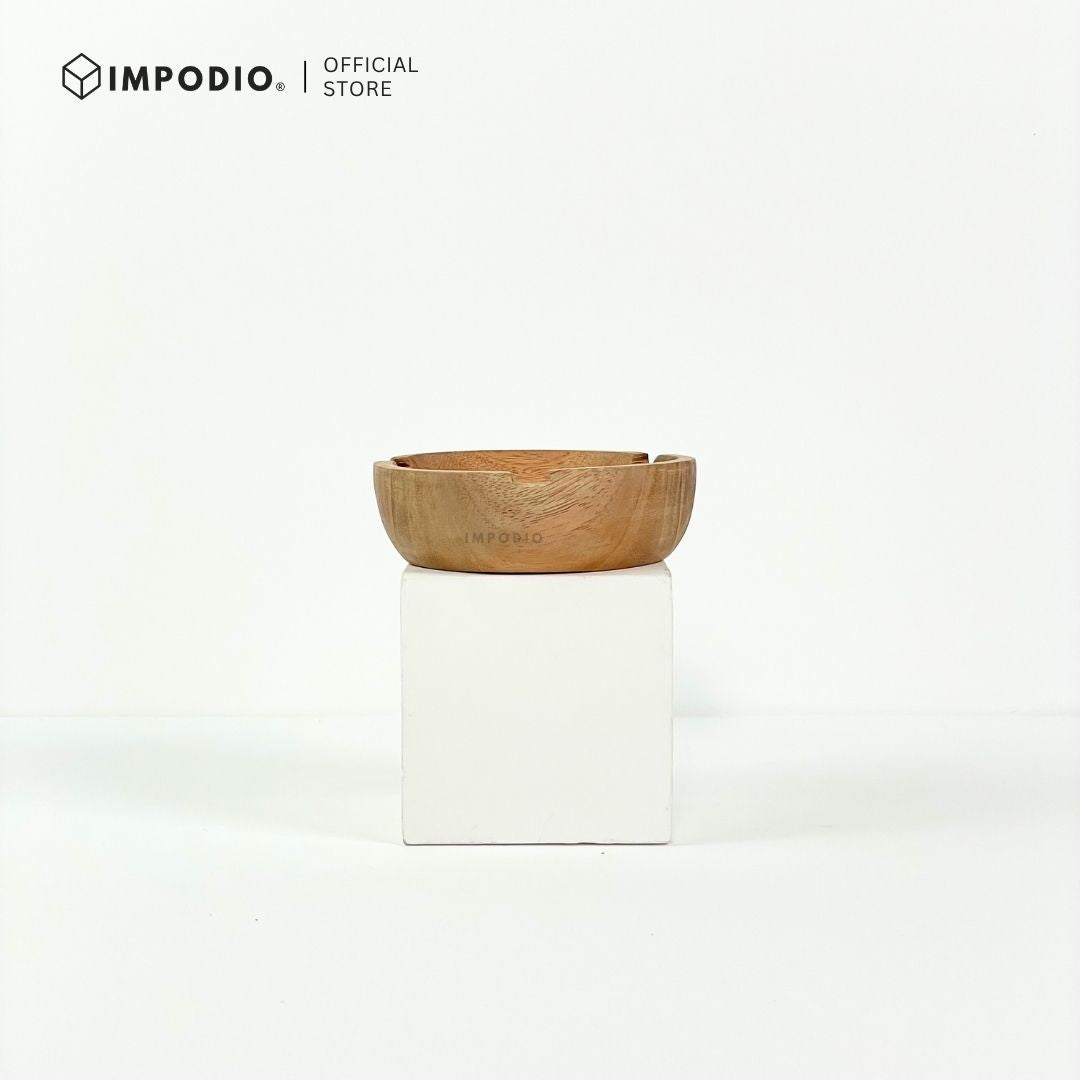 IMPODIO asbak kayu bulat – wooden bowl – props foto