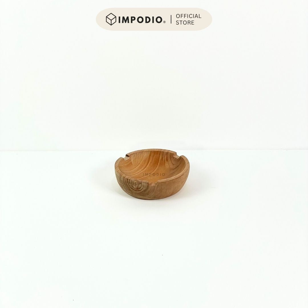 IMPODIO asbak kayu bulat – wooden bowl – props foto
